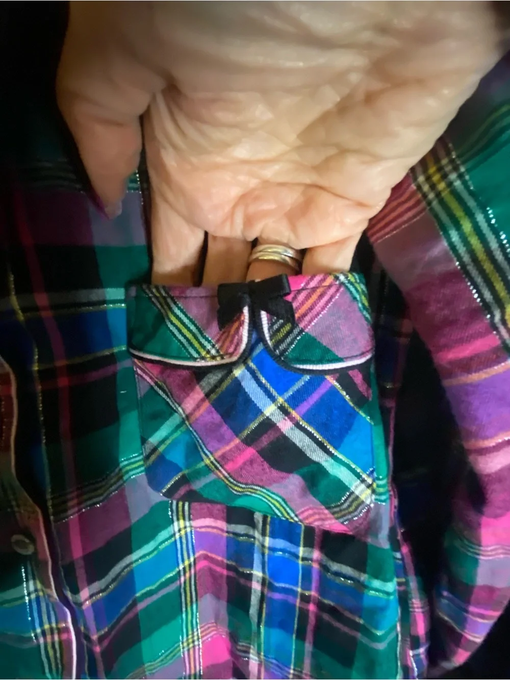 Victoria's Secret Plaid Button-Up PJ Jacket in Vibrant Pink, Green & Blue